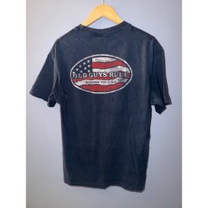 Old Guys Rule Navy Blue Graphic T-Shirt American Flag Born in the USA Mens L